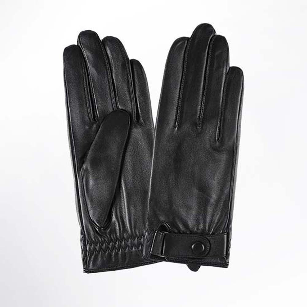 1pair Soft PU Anti-cold Gloves Men Finger Mittens Black Thickened Gloves Couple