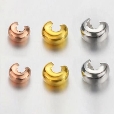 20 Stück Edelstahl Offene Quetschperlen-Abdeckungen Quetsch-Endperlen Stopper Abstandshalter Perlen für DIY Armband Schmuckherstellung Komponenten