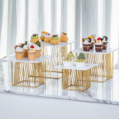 Show Exhibition Gold Shiny Cake Rack Sushi Snack Stand Ceramic Plate Buffet Banquet Decor Wedding Dessert Table Display Holder