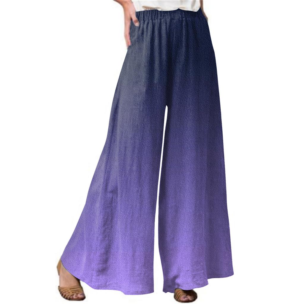Fashion Women's Printed Stitching Breathable Casual Loose Pants