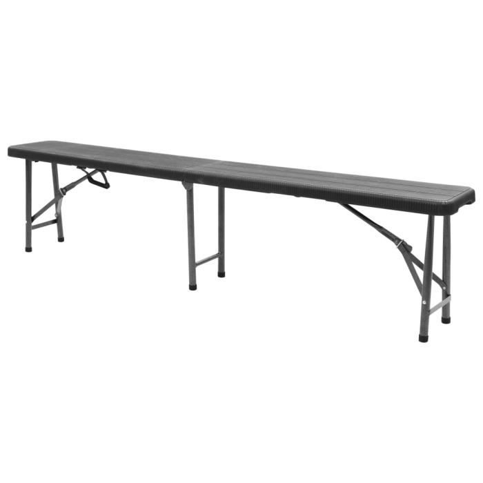 VidaXL Bancs de jardin pliables 2 pcs 180 cm PEHD Noir