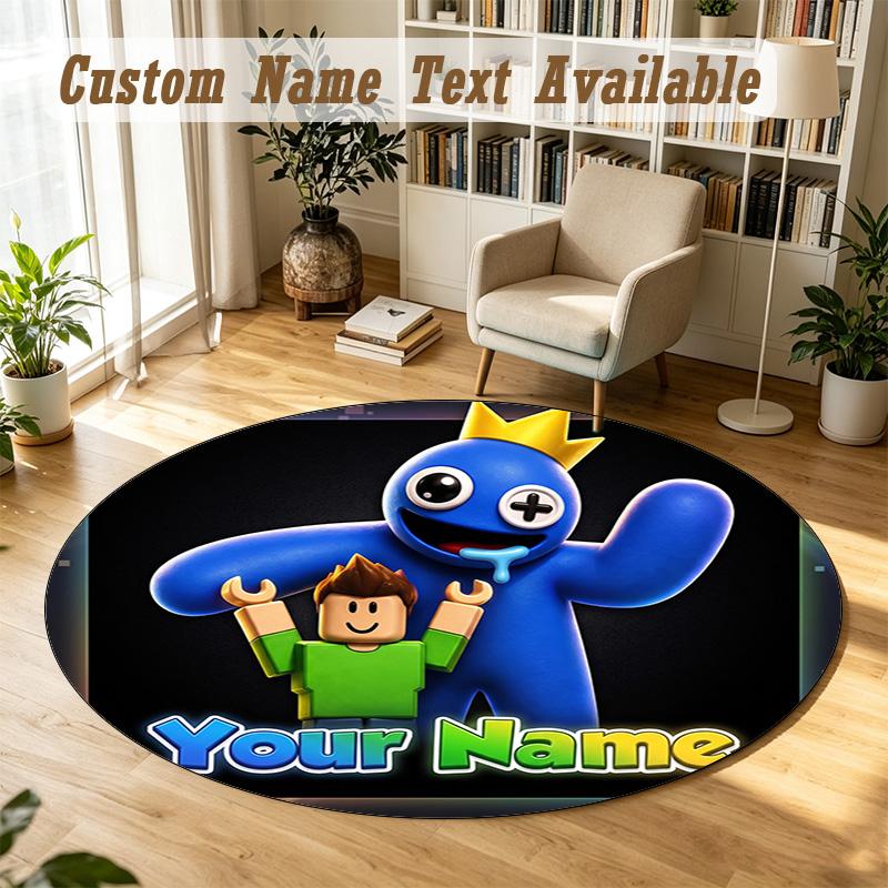 Round Rug Custom NameRainbow Friends Pattern Non Slip Carpet Home Floor Decor