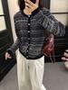 Women's Korean Style Wool Color Block Cardigan - Round Neck, Fair Isle Jacquard, Autumn/Winter Fashion.