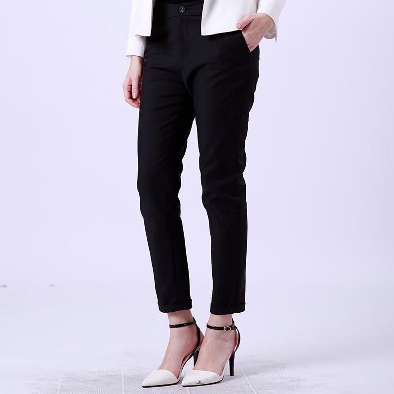 Anlom Women's Black Cropped Pencil Casual Pants