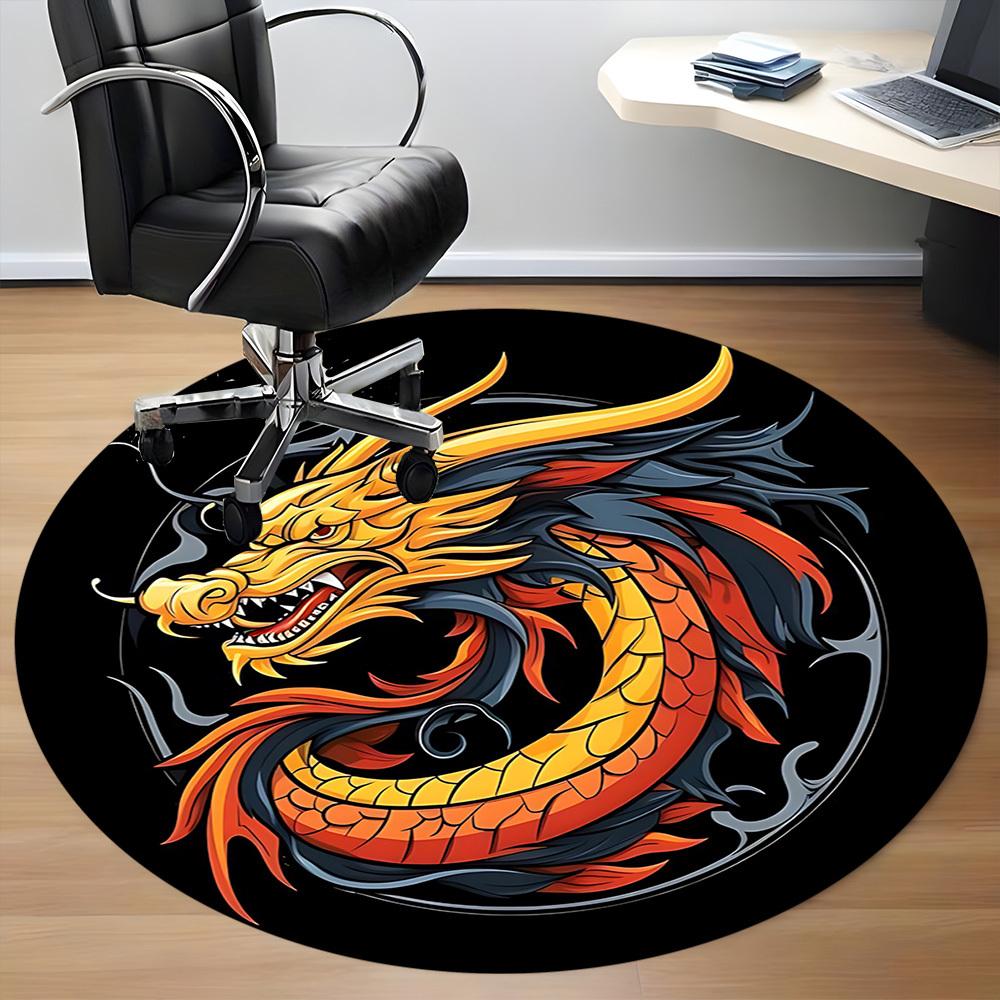 1pc Dragon YinYang Office Round Area Rug, Under Office Chairs Bedroom Living Room Home Decor, Room Deco, Available In Various Sizes