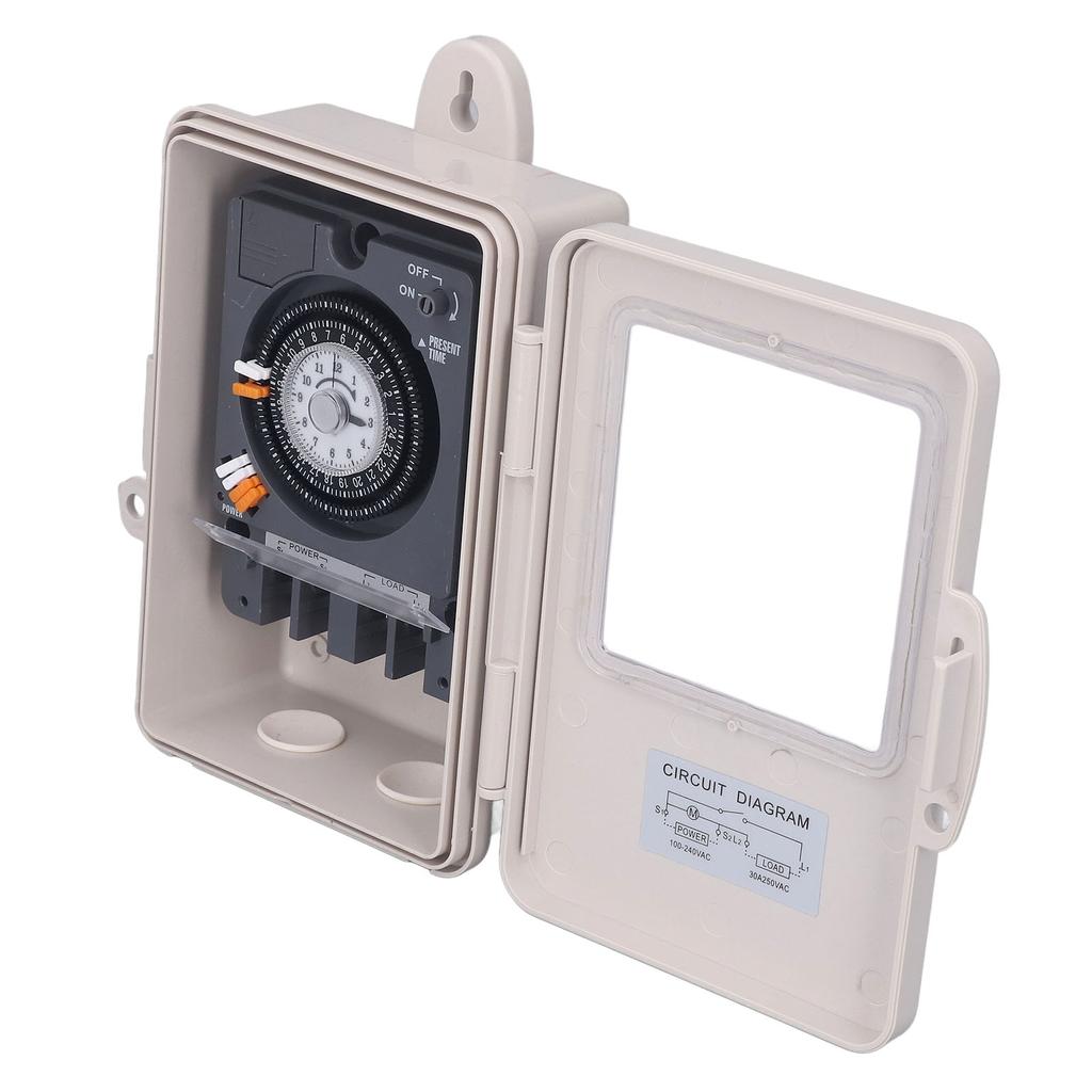 Mechanical Timer Switch IP53 Rainproof 24H Cycle Time Relay 30A 250VAC Contact Capacity 100?240VAC