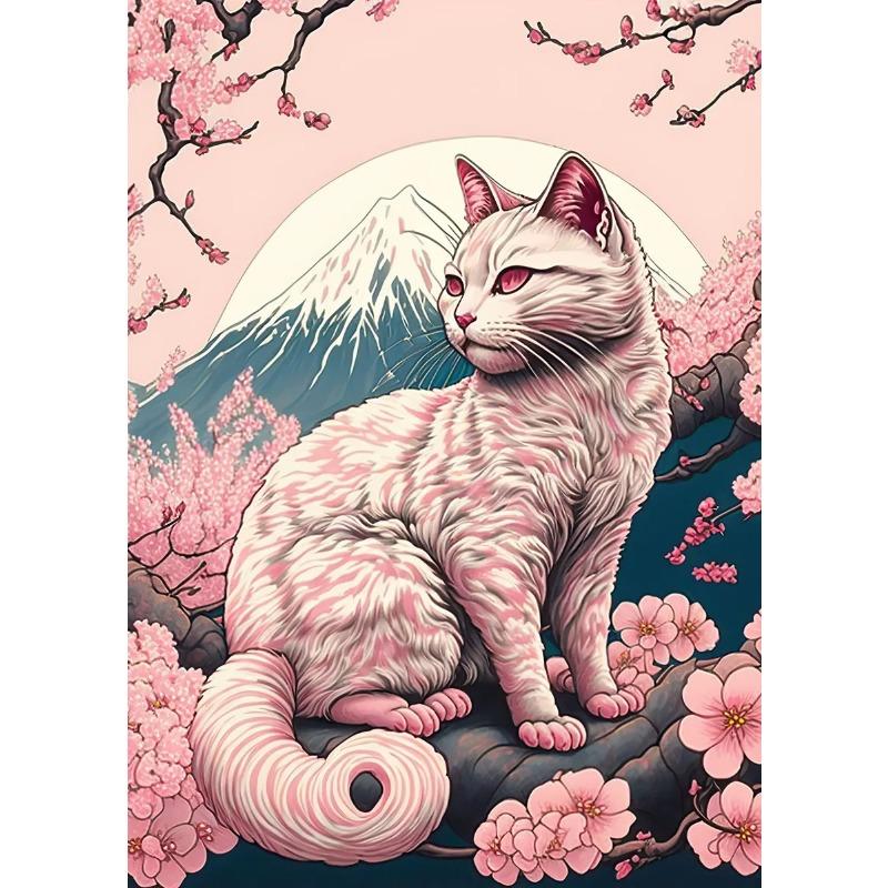 Japan Pop Art Cat Nature Cherry Blossom Landscape Canvas Poster Colorful Aesthetics Home Wall Cartoon Decor Bedroom Cafe Picture