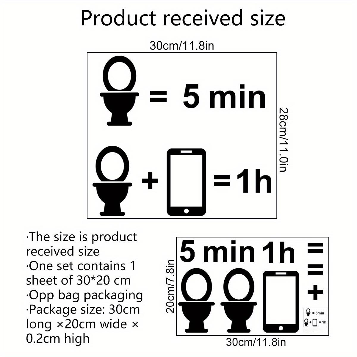 

1 шт. Самоклеящаяся черная предупреждающая наклейка на стену - Декор для туалета и ванной комнаты с юмористическим дизайном 5 мин + Телефон = 1 час