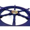 Roue de navire nautique en bois fabriquée à la main - Décoration murale pour la maison (24 pouces, Bleu clair)