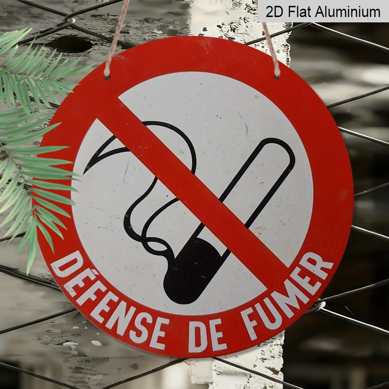 2D Flat, 1pc Round Aluminum Defense de Fumer No Smoking Sign, Red & White High Visibility Design, Waterproof & Durable, Easy to Install, Perfect for