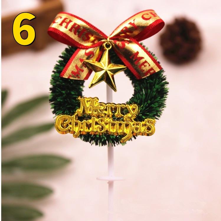 10PCS Merry Christmas Cake Toppers Cartoon Xmas Tree Cake Decor Snowman Happy New Year Cupcake Toppers Decor For Party Wholesale