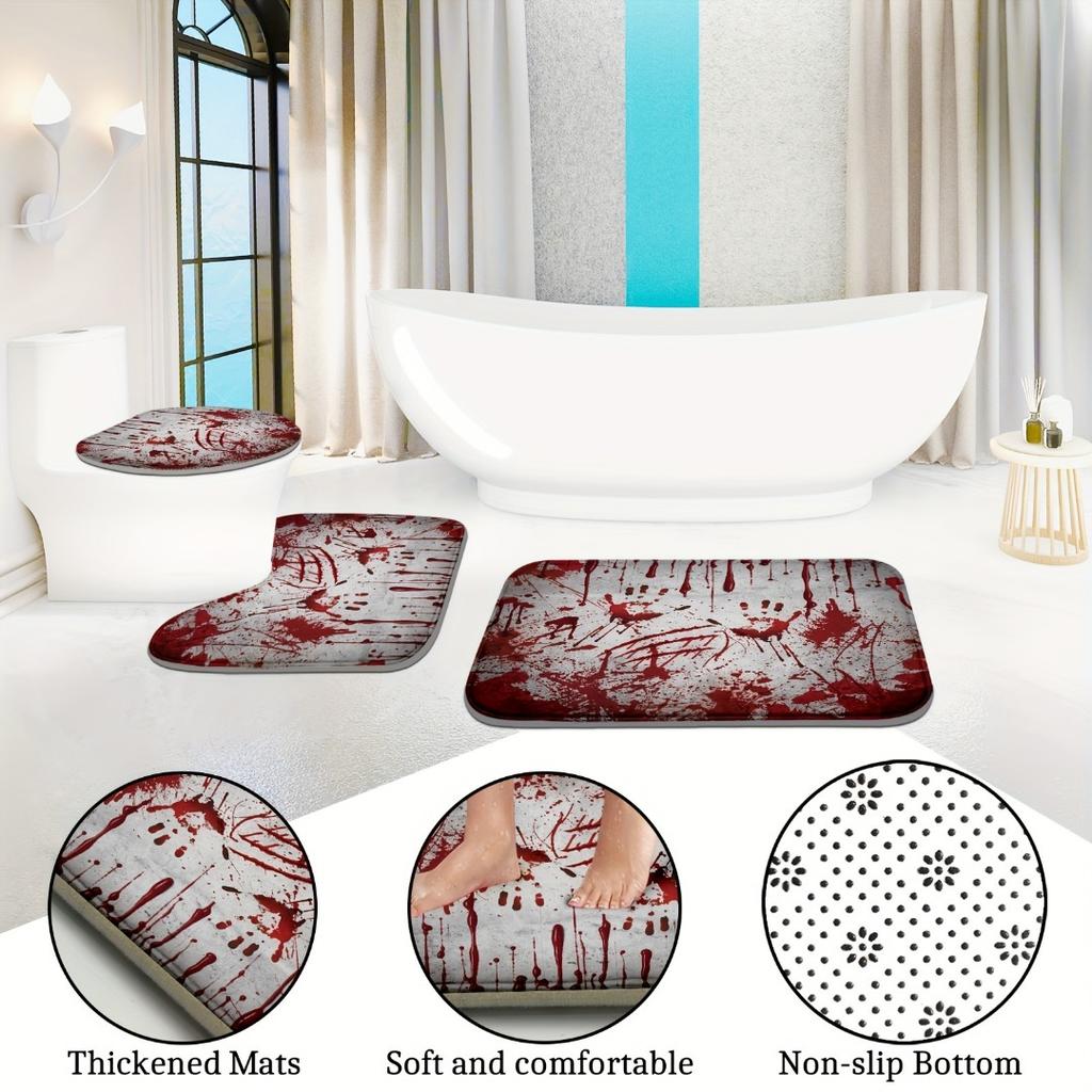 1/4Pcs Halloween Decoration Horror Bloody Pattern Shower Curtain Bathroom Decor Halloween Decoration Indoor Showr Curtain