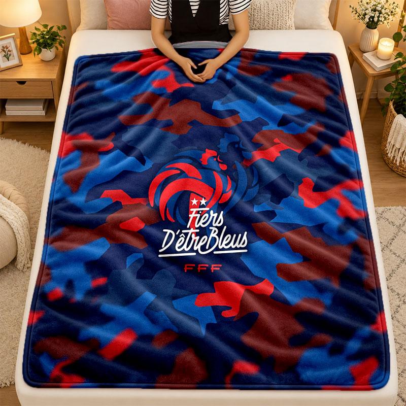 Flannel BlanketFrance Football Warm Soft Throw Blanket for Indoor Sofa Bed Living Room Use