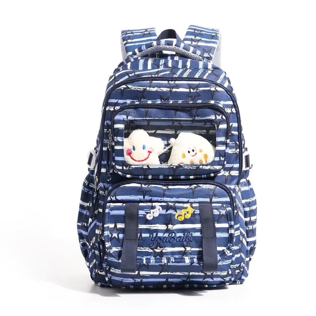 Schoolbag New Middle and High School Students Schoolbag Spine Protection Large Capacity Plaid Backpack Fashion Star Leisure Travel Backpack