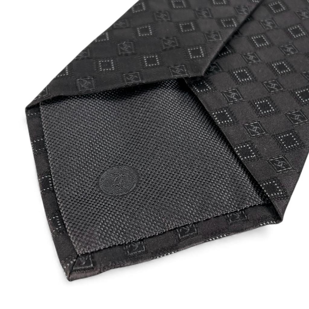 Makellose CHANEL Krawatte COCO Markierung Seidenjacquard schwarze Seide 100% Herren Gebraucht