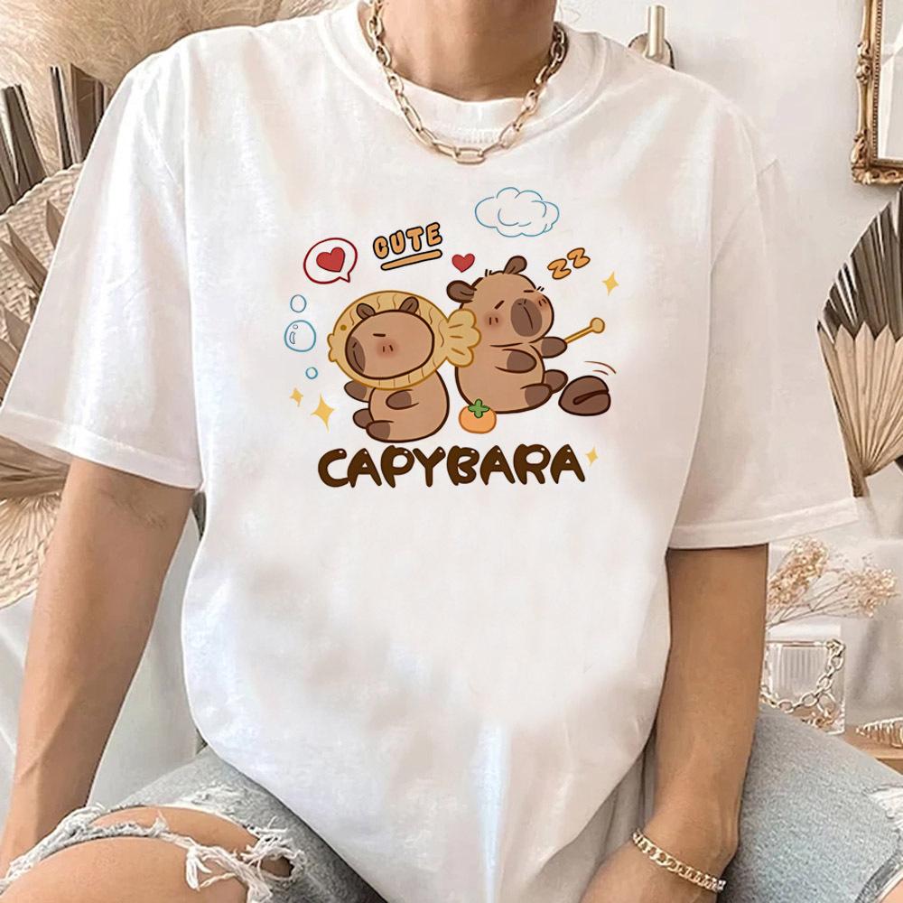 Capibara Capybara women 80s korean clothes Pop Culture Psychedelic Breathable t shirt Comfortable Classic women aesthetic