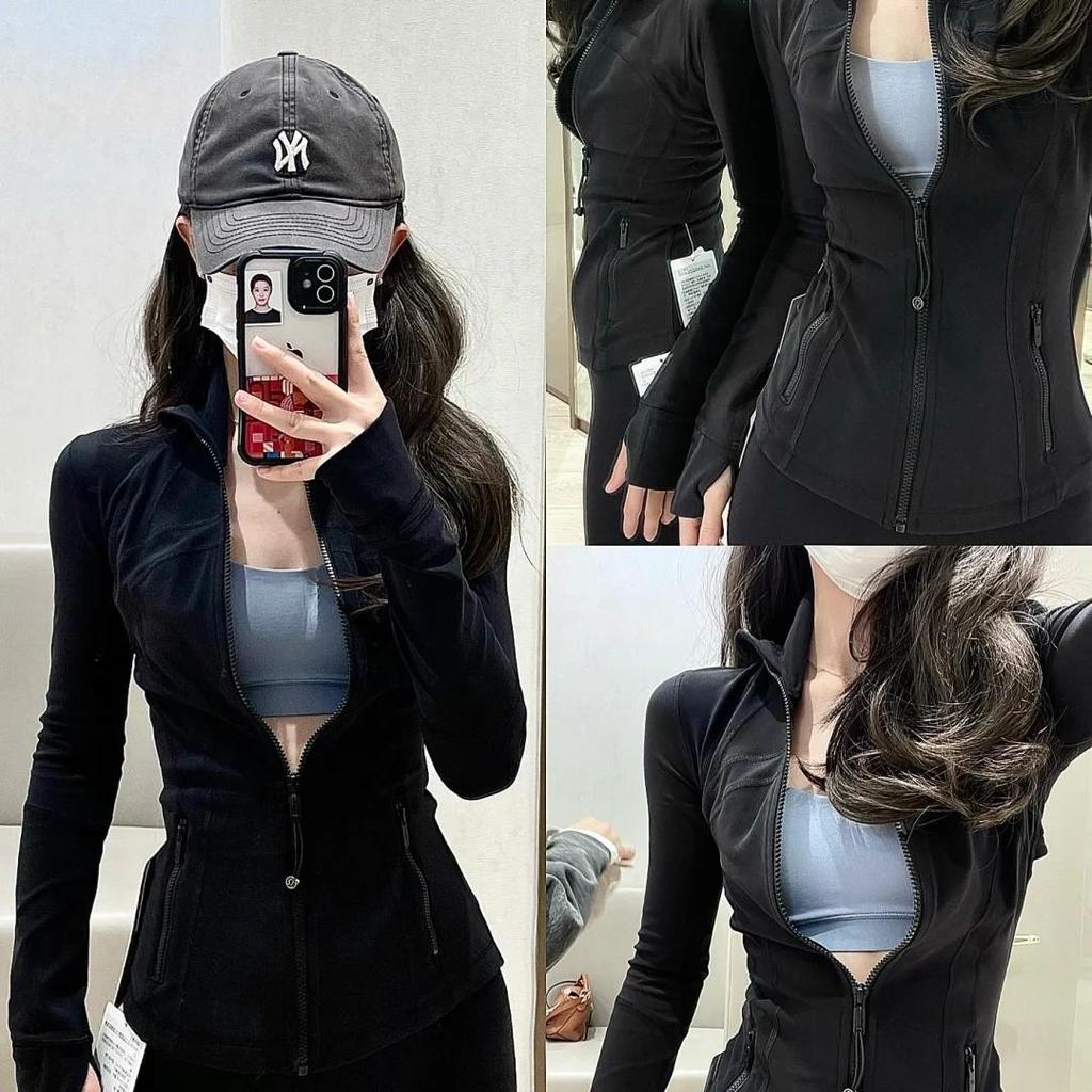 Γυναικείο Μπουφάν Γιόγκα Lulu Nude Feel - Στενή Γραμμή, Όρθιος Γιακάς, Μακρύ Μανίκι, Αθλητική Μπλούζα με Φερμουάρ για Τρέξιμο & Φίτνες.