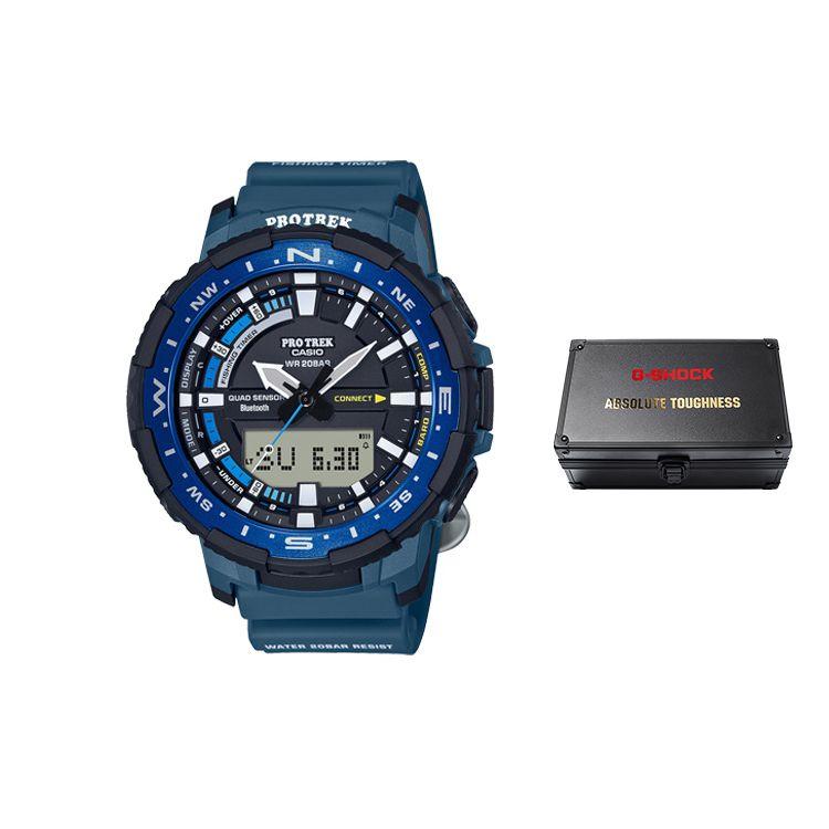 

Casio Pro Trek Series PRT Four-Sensor Outdoor Sports Watch Quartz Movement Resin Strap Men Watches Black PRT-B70-2PR Regular Watch Box,Blue