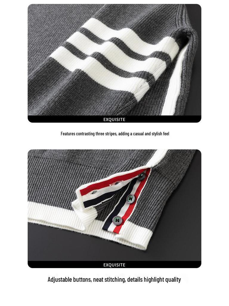 Pánský vysoce kvalitní teplý úpletový svetr s kulatým výstřihem Podzim/Zima 2025