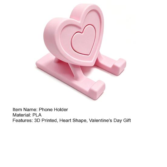 Reusable Phone Stand 3D Printed Heart Holder, Love Shape Mobile Desktop Mount Stand, Cell Tablet Desk Mount, Valentine's Day Gift Holder