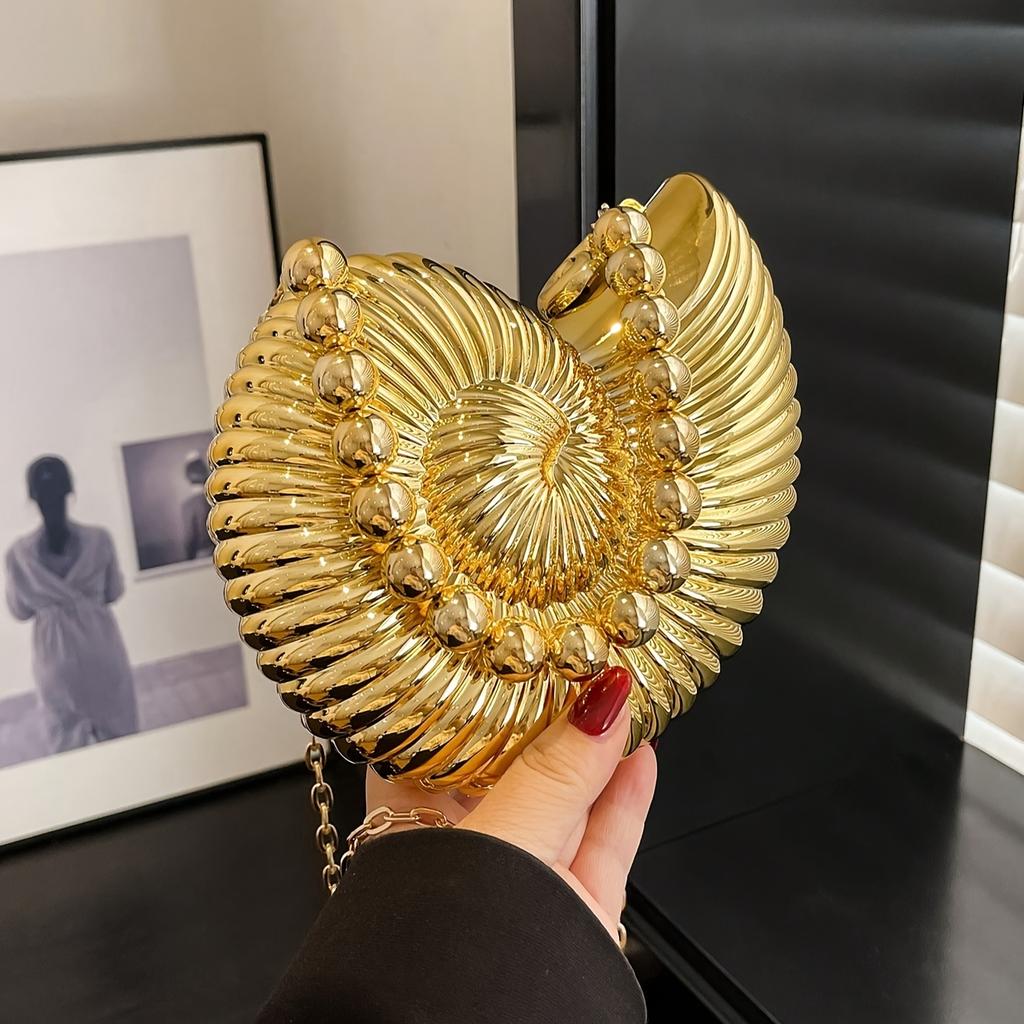 Summer-Themed Handbag Shaped Like a Conch, Perfect for Parties And Evening Events