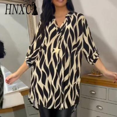 Women's Fashion Casual Autumn Winter Solid Color Print Long Sleeve POLO-Neck Blouses & Shirts