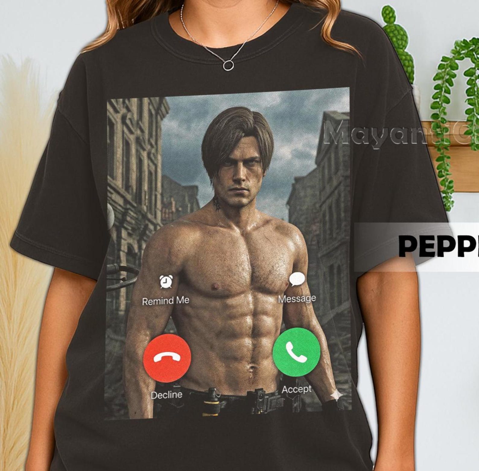 Retro 90 s Comfort Colors Leon Kennedy FaceTime Vintage, Leon Kennedy Shirtless Meme Fan Graphic T-Shirt, Funny Shirt, Resident Evil Requiem 3XL