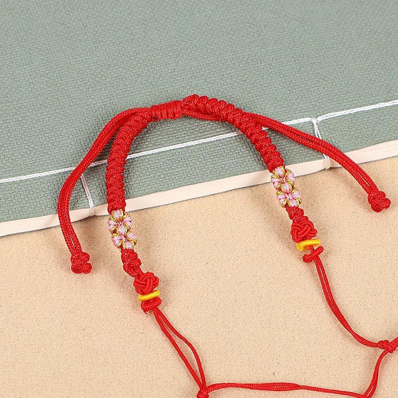

Peach Blossom Knot Bracelet Semi-Finished Products Carrying Strap Can String Copper Coins DIY Ornament Female Gift for People in the Year of Birth Red bracelet rope-peach blossom knot-simple