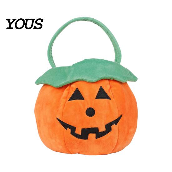 Portable Candy Container for Halloween Pumpkin Plush Tote Bucket, Cute Trick-or-Treat Bag, Trick or Treat Bucket Basket with Handle Kids Girls