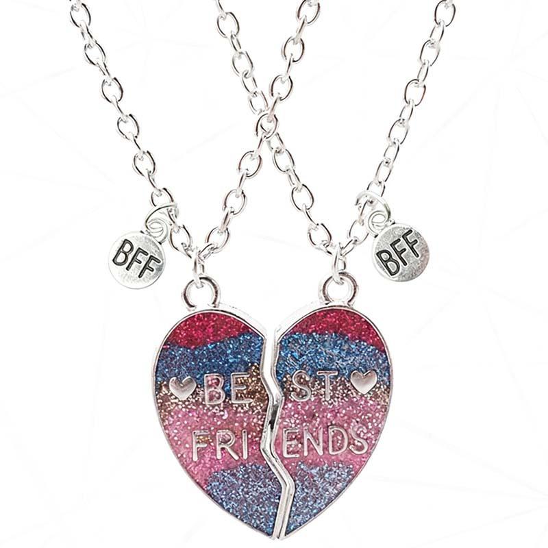 Fashion Best Friends Honey Love Couple Pendant Necklace Chain Choke Broken Heart BFF Good Friendship Jewelry Gift