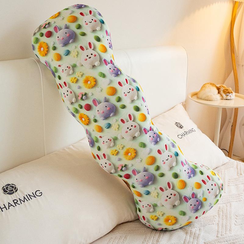 Dismantled And Washed, Ice Silk Long Throw Pillow, Girl Hugs And Sleeps, Side Sleeping, Curved Pillow Pinch Leg Long Pillow, Bedside Cushion