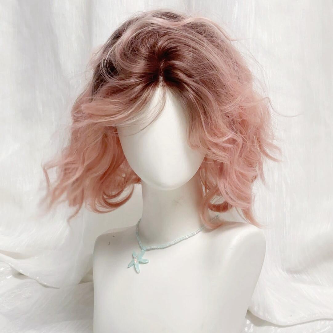 

Ashely Female Wig with Pink Gradient Egg-shaped Short Curly Hair Wig for Women Cute Lolita Synthetic Wigs for Daily Use Cosplay (as the picture,12inches)