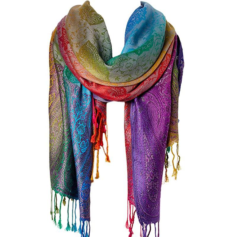 Spring and Autumn Mixed and Matched Scarf Dual-purpose Jacquard Colored Cashew Long Towel Travel Photo Shawl Women's Headscarf