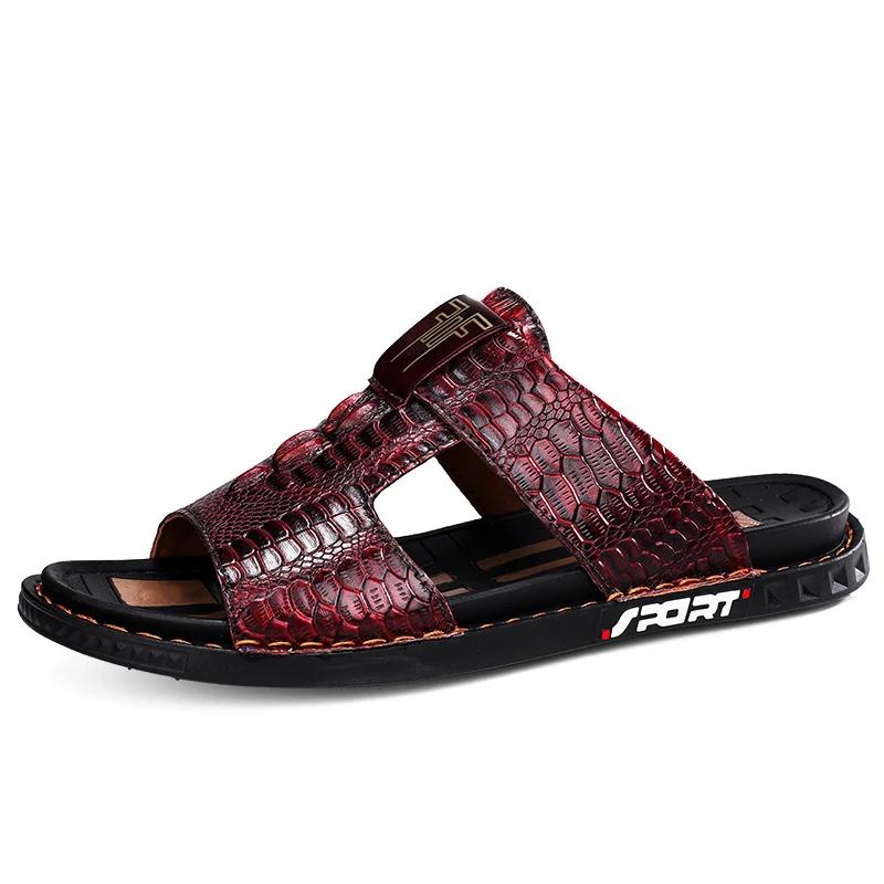 Fashion Leather slippers Men Plus Size Beach Sandals Casual Summer Shoes for men Fashion Flip Flops Sapatos Hembre sapatenis masculino