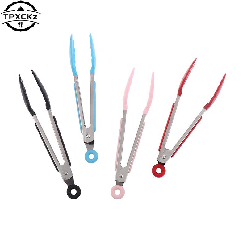 Silikon BBQ Grillen Tong Küche Kochen Salat Brot Servieren Tong Antihaft Grill Clip Clamp Edelstahl Werkzeuge Gadgets