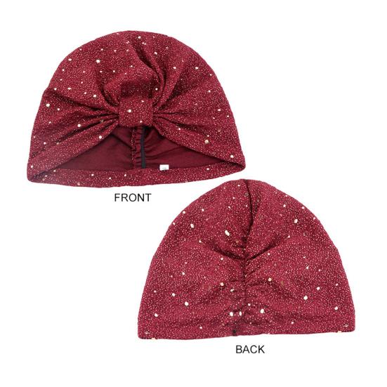 Turban Hat for Women, Sequined Crepe Fabric Headwrap, Ethnic Style Knotted Front Headwrap for All Face Shapes