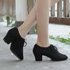 Women's Modern Dance Shoes Canvas Latin/Tango/Ballroom Shoes Rubber/Soft Sole Low Heels Women's Dancing Shoes Black