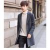 Men S Korean Style Slim Fit Solid Stand Collar Single Breasted Casual Woolen Overcoat