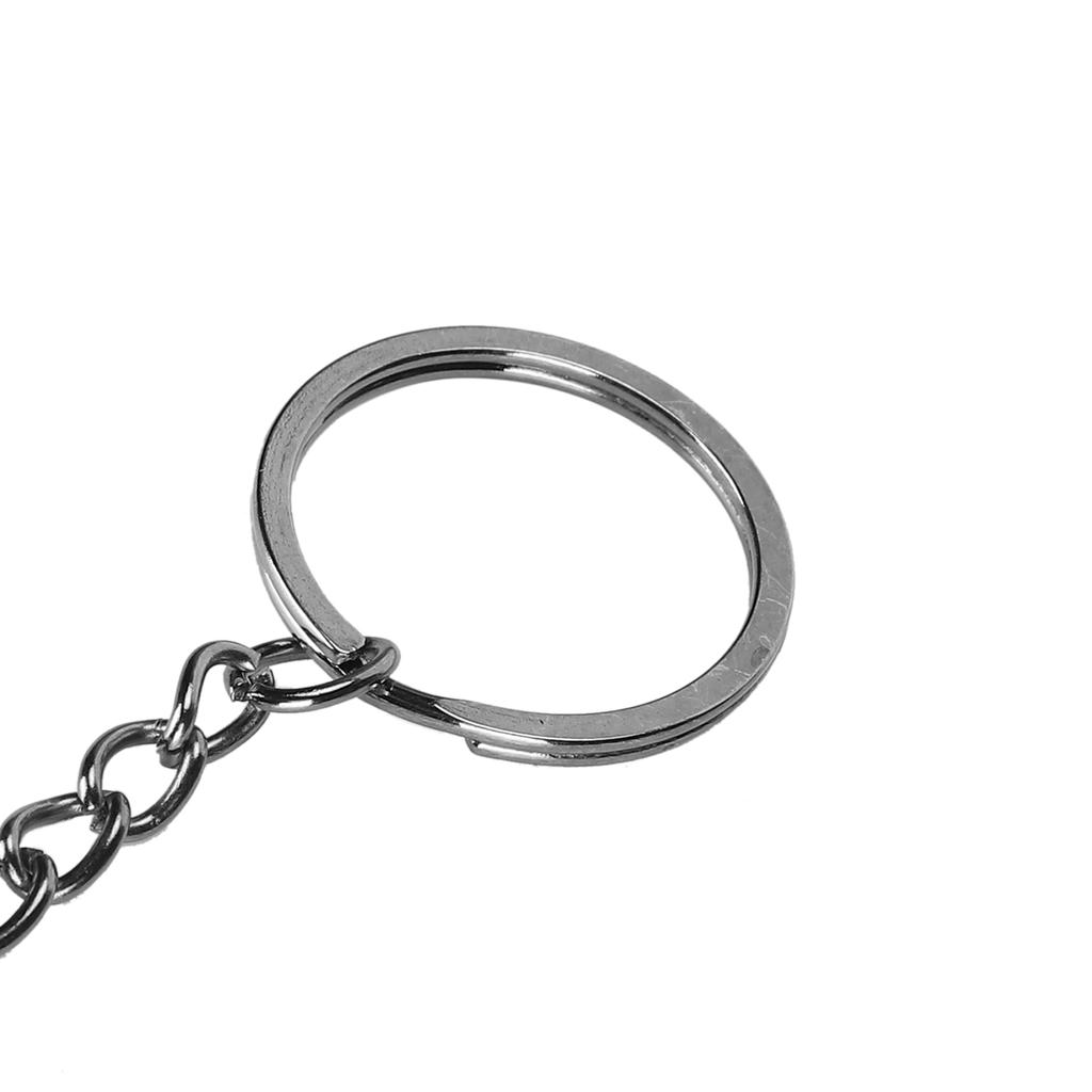10pcs DIY Key Ring with Chain Portable Metal Key Chain Eye Screw Jewelry Pendant AccessoryGun Black 30mm