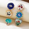 Vintage Artistic Creative Design Alloy Drop Oil Palm Tree Flower Drop Earrings for Women Fashion Banquet Party Jewelry Gifts
