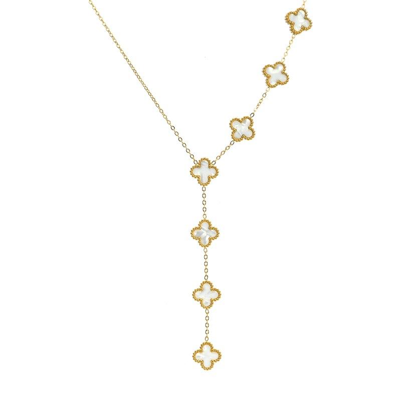 Модное ожерелье с четырехлистным клевером, титановая сталь, двухстороннее счастливое ожерелье с четырехлистным клевером, ожерелье в стиле Ins, женское ожерелье, кулон