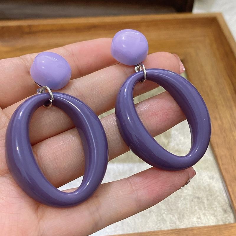 Adorables Boucles d'Oreilles Clips en Acrylique Fleur Pour Femmes Bohème Coréen Grand Géométrique Rond Carré Long Pendant Boucle d'Oreille Clip Bijoux