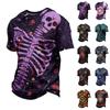 Men's Halloween Print T-Shirt, Short Sleeve Neck Tee for Halloween Celebrations