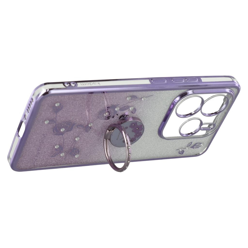 KADEM For Xiaomi Redmi Note 14 5G Case Ring Kickstand TPU Flowers Phone Cover Gradient Glitter