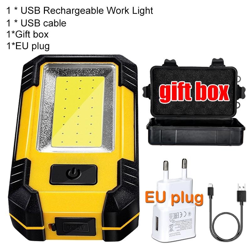 Portable Working Light COB High Bright Flashlight 3Lighting Modes Outdoor Waterproof Camping Fishing Multifunctional Tool Torch