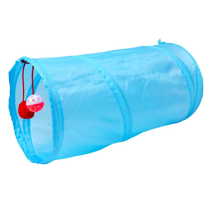Funny Collapsible Crinkle 2 Holes Play Tubes Balls Tunnel Cat Kitten Puppy Ferrets Rabbit Dog Toys