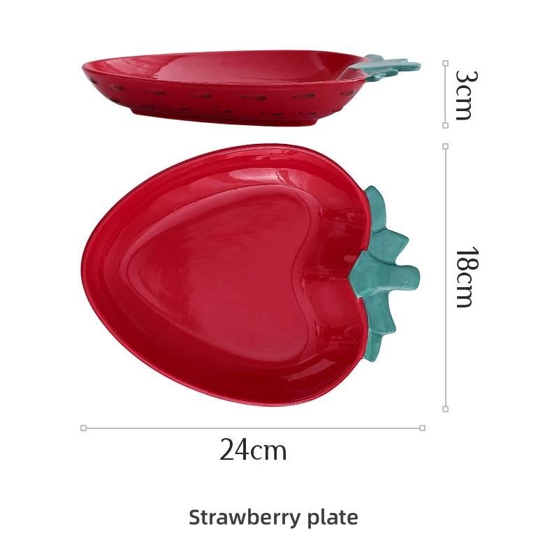 1pcs Creative Fruit Series Hand-painted Ceramic Tableware Cute Red Strawberry Lemon Pineapple Rice Dish Plate Salad Bowl