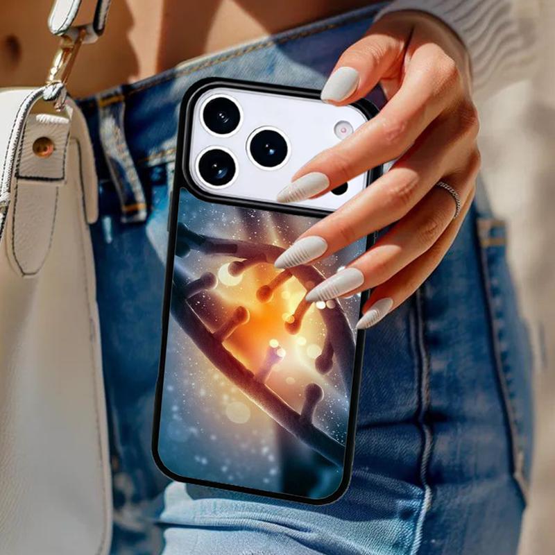 Retro DNA Science Illustration soft Phone Case For iPhone 17 Air 14 15 13 12 Max Cover For Apple 16e 11 Pro Max Plus Coque