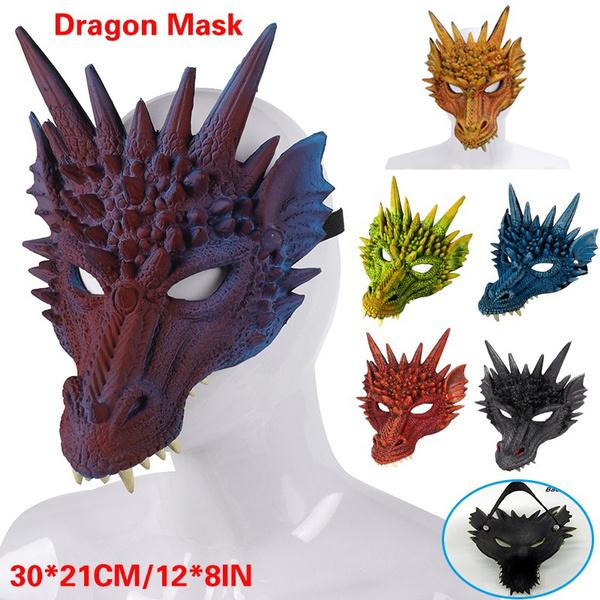 Dragon Mask Half Face Halloween Costume Mask Party Decorations Soft Cosplay Scary Halloween Mask