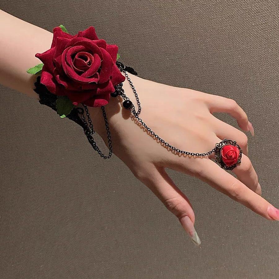 

Gothic Lolita Rose Lace Bracelet Gloves